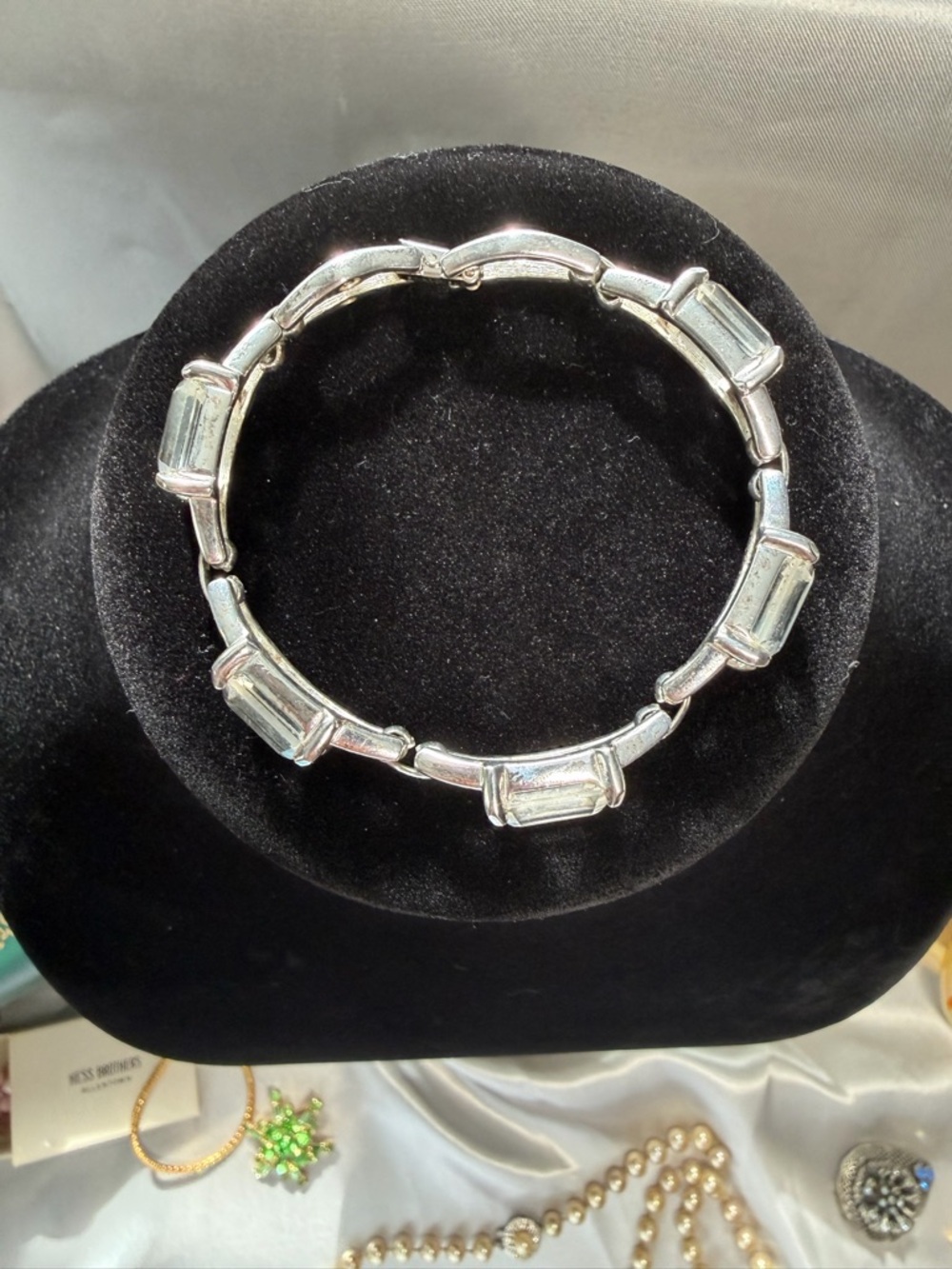 Swarovski Silver-Tone Clear Emerald-Cut Crystal Link Bracelet - Picture 4 of 10